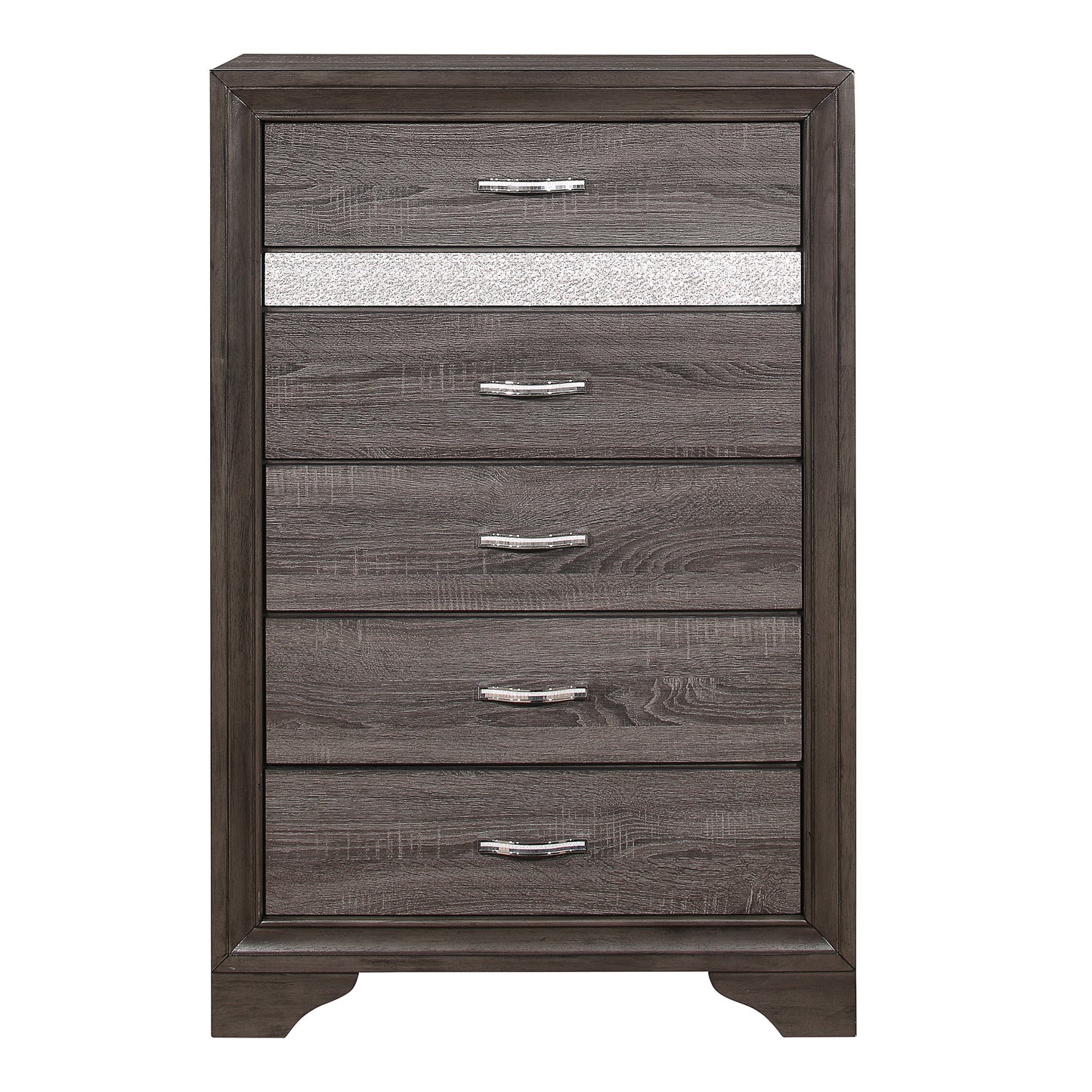 Homelegance Chest Luster Gray Finish with Jewelry Drawer and Chrome Pulls 1505-9
