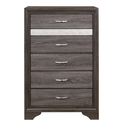 Homelegance Chest Luster Gray Finish with Jewelry Drawer and Chrome Pulls 1505-9