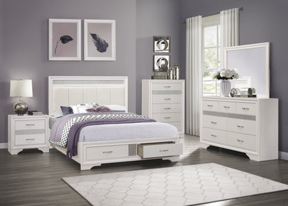 Homelegance Chest Luster White Silver Glitter Finish Elegant Storage Solution 1505W-9