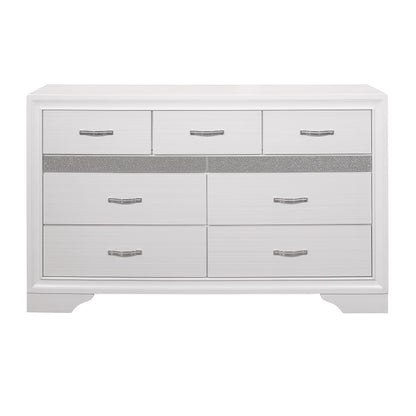 Homelegance Dresser Luster White Silver Glitter Finish Elegant Storage Solution 1505W-5
