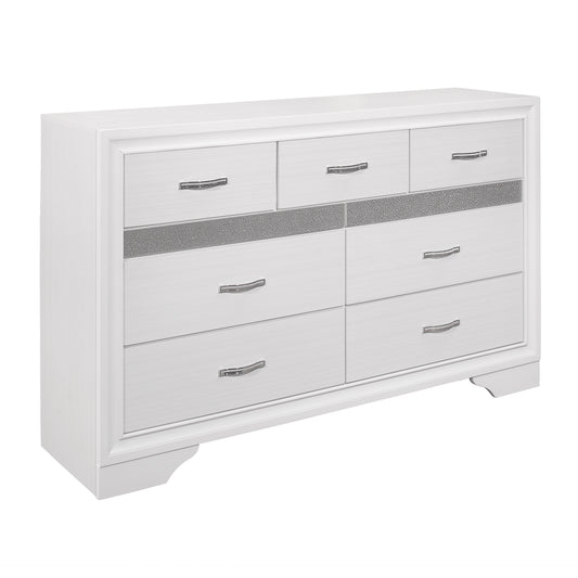 Homelegance Dresser Luster White Silver Glitter Finish Elegant Storage Solution 1505W-5