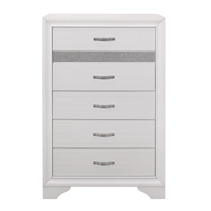 Homelegance Chest Luster White Silver Glitter Finish Elegant Storage Solution 1505W-9