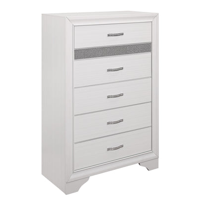 Homelegance Chest Luster White Silver Glitter Finish Elegant Storage Solution 1505W-9