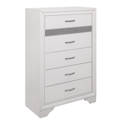 Homelegance Chest Luster White Silver Glitter Finish Elegant Storage Solution 1505W-9