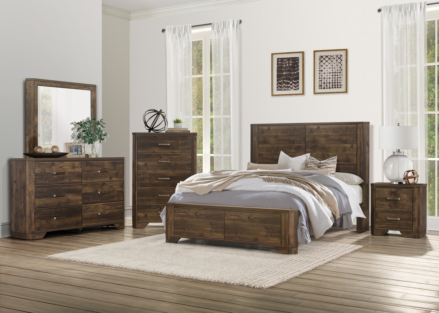 Homelegance Jocelyn Chest Rustic Brown Finish with Nickel Pulls 1509-9