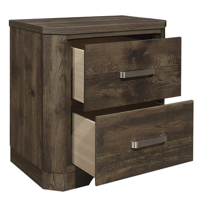 Homelegance Jocelyn Nightstand Rustic Brown Finish with Nickel Accents 1509-4