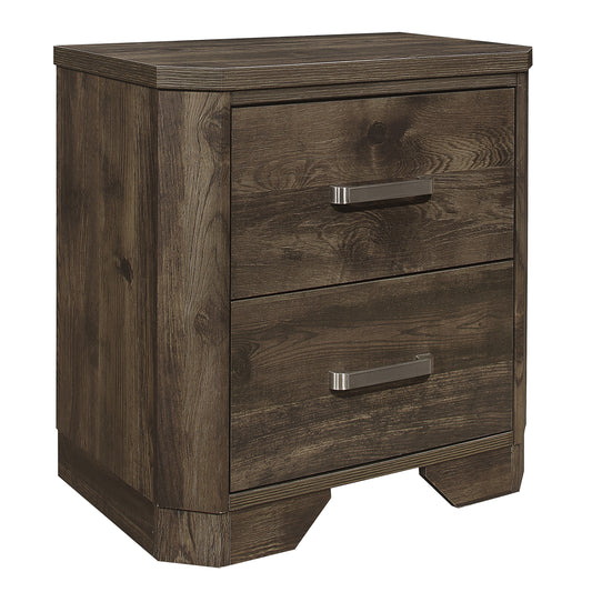 Homelegance Jocelyn Nightstand Rustic Brown Finish with Nickel Accents 1509-4