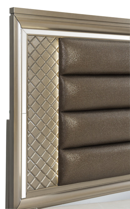Homelegance Queen Bed Loudon Champagne Metallic Finish with Storage 1515-1