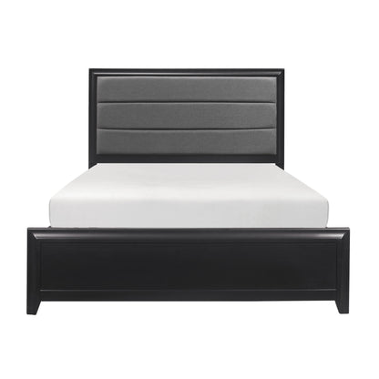 Homelegance Queen Bed Cordelia Gray Linen Espresso Finish 1517-1