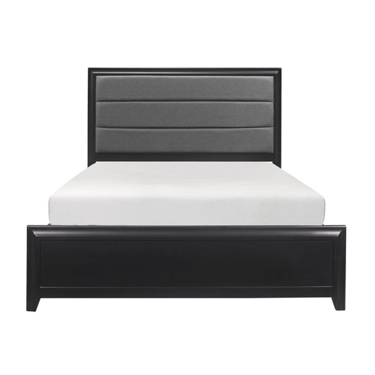 Homelegance Queen Bed Cordelia Gray Linen Espresso Finish 1517-1
