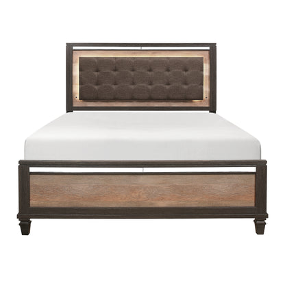 Homelegance Queen Bed Danridge Brown Espresso LED Headboard 1518-1