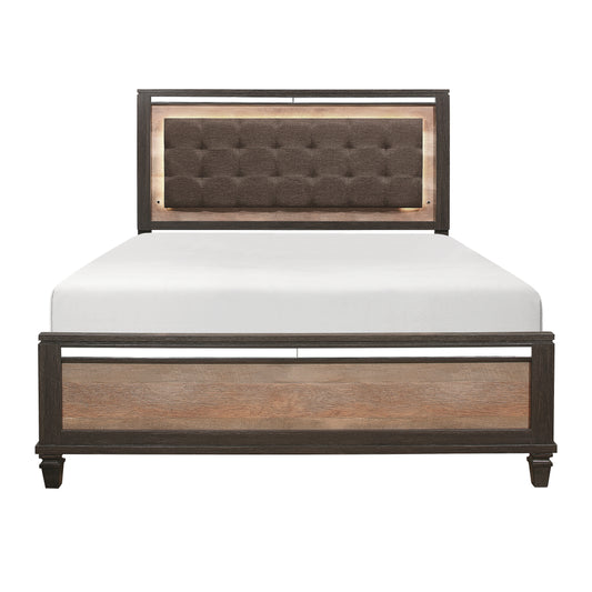 Homelegance Queen Bed Danridge Brown Espresso LED Headboard 1518-1