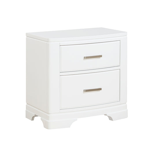 Homelegance Nightstand Hudson White Finish with Chrome Accents 1520WH-4