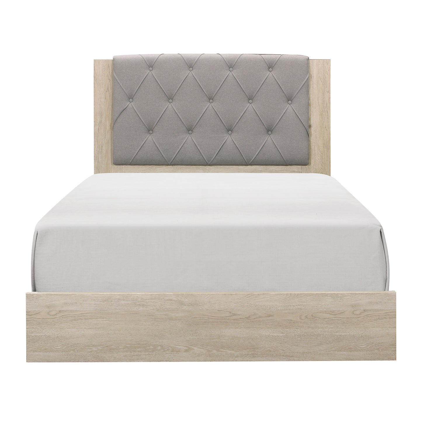 Homelegance Queen Bed Whiting Cream with Gray Tufted Headboard 1524-1