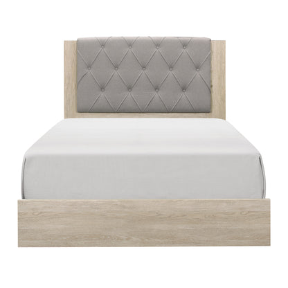 Homelegance Queen Bed Whiting Cream with Gray Tufted Headboard 1524-1
