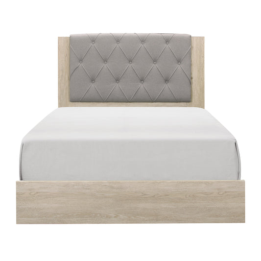 Homelegance Queen Bed Whiting Cream with Gray Tufted Headboard 1524-1
