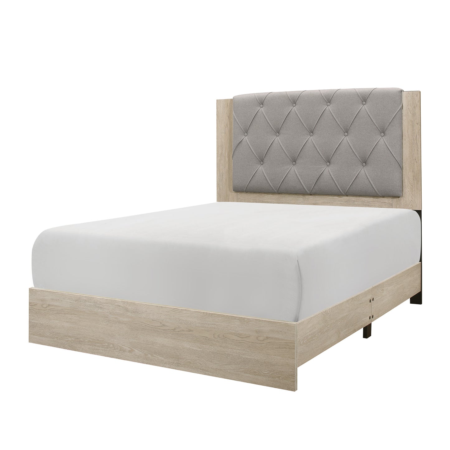 Homelegance Queen Bed Whiting Cream with Gray Tufted Headboard 1524-1