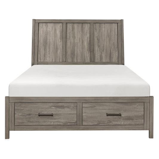 Homelegance Queen Bed Bainbridge Weathered Gray Finish with Storage Footboard 1526-1