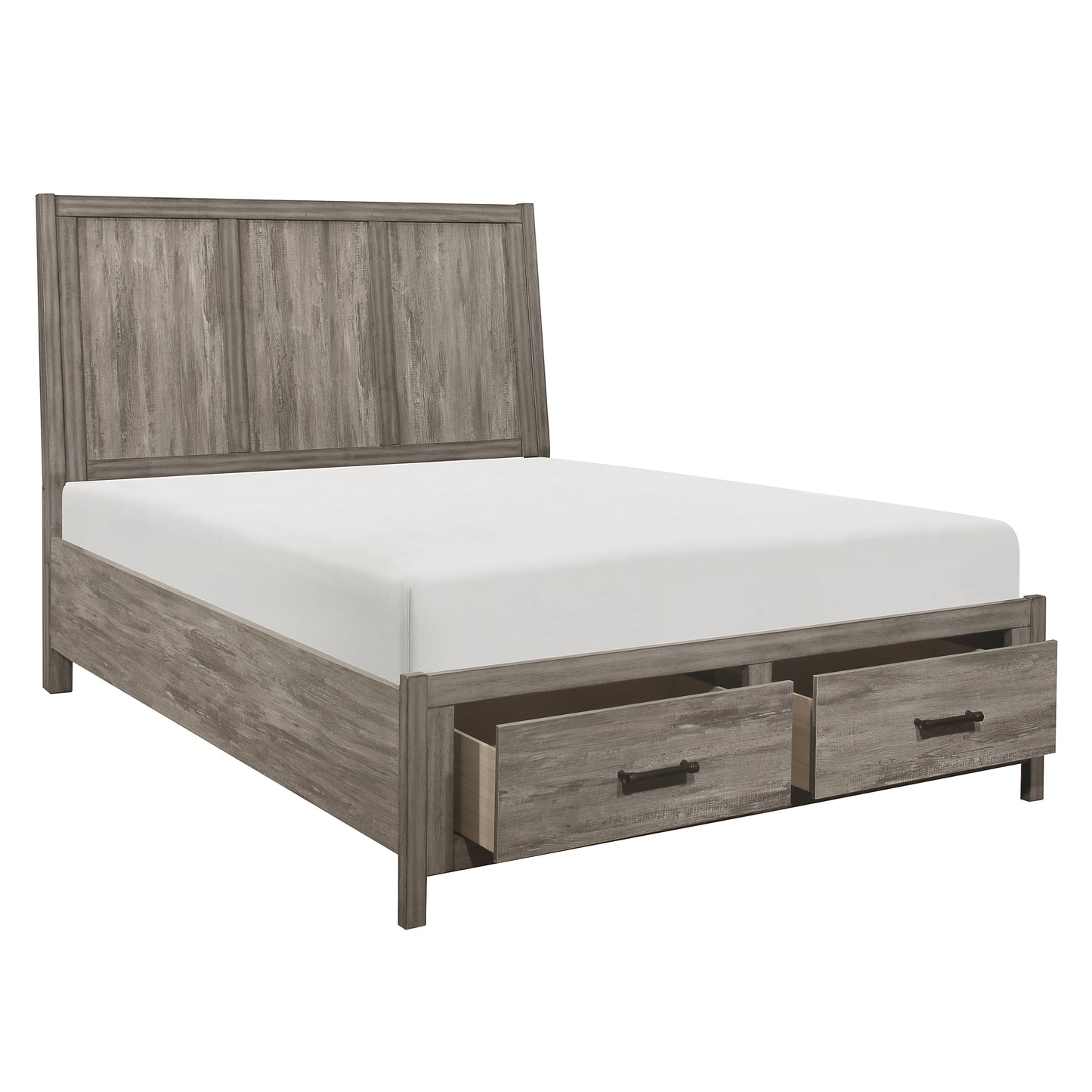 Homelegance Queen Bed Bainbridge Weathered Gray Finish with Storage Footboard 1526-1