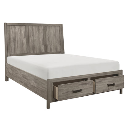 Homelegance Queen Bed Bainbridge Weathered Gray Finish with Storage Footboard 1526-1