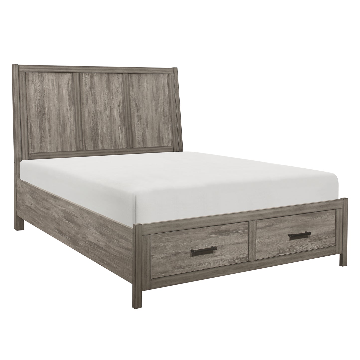 Homelegance Queen Bed Bainbridge Weathered Gray Finish with Storage Footboard 1526-1