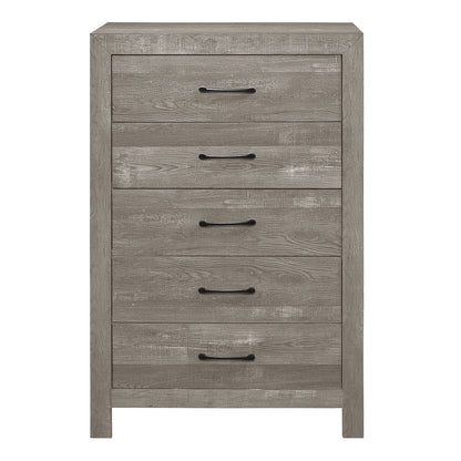 Homelegance Chest Corbin Gray Finish with 5 Drawers and Black Nickel Pulls 1534GY-9