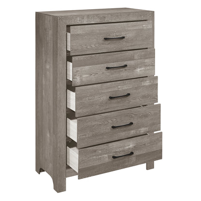 Homelegance Chest Corbin Gray Finish with 5 Drawers and Black Nickel Pulls 1534GY-9