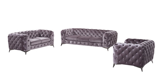 Divani Casa Delilah Modern Grey Fabric Sofa Set