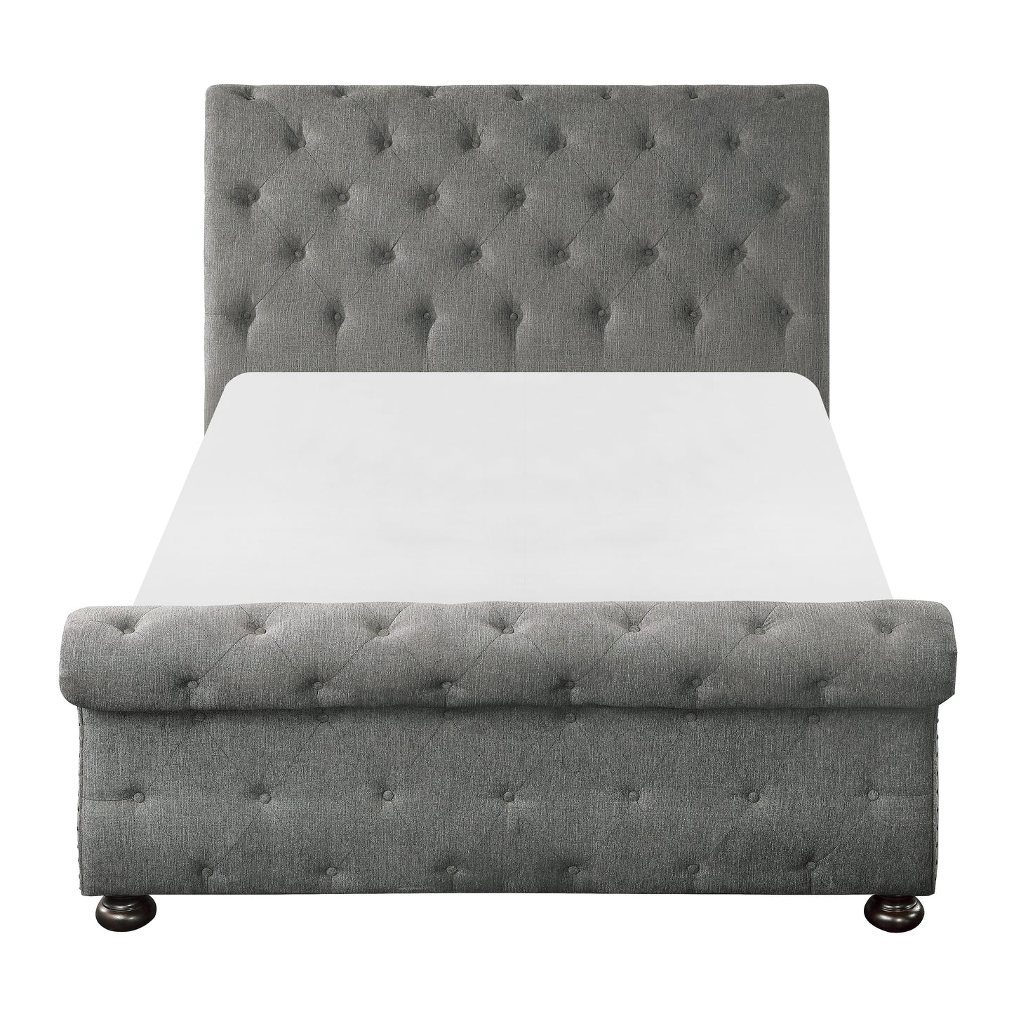 Homelegance Queen Bed Crofton Dark Gray Upholstered Sleigh Bed 1549GY-1