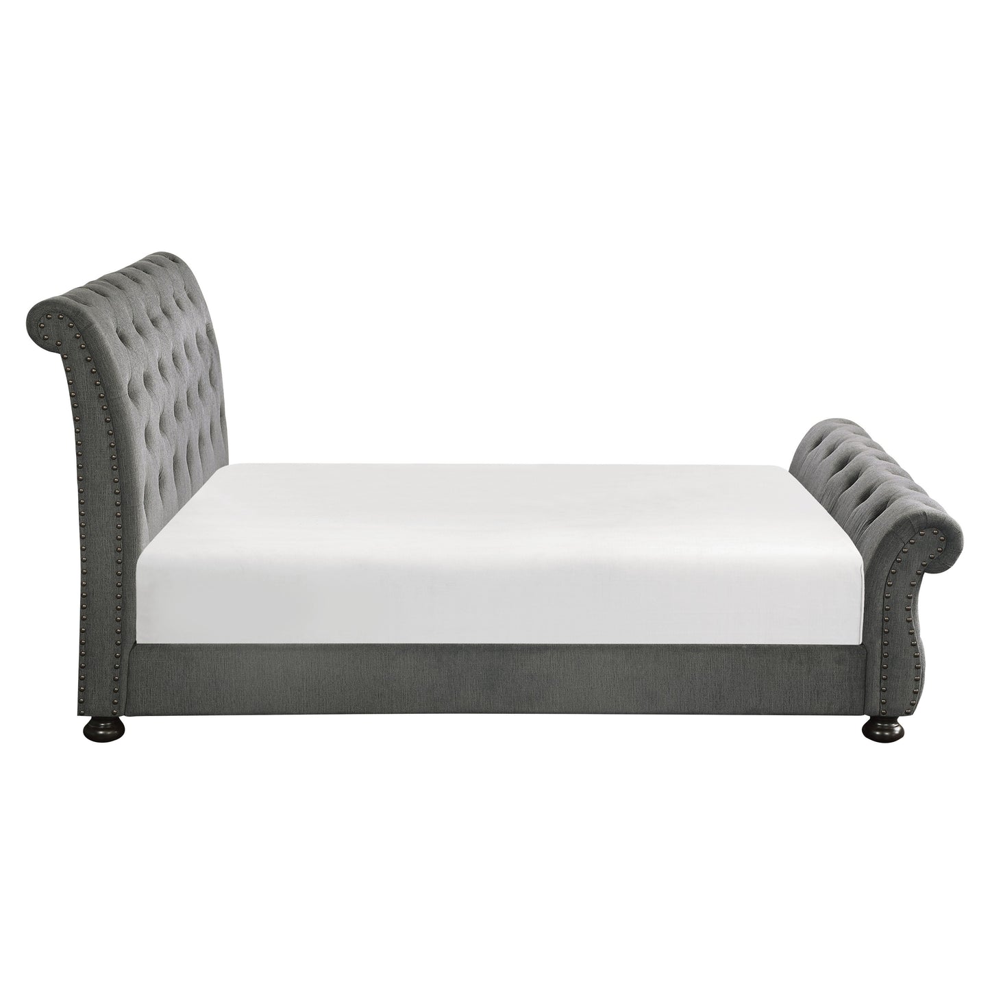 Homelegance Queen Bed Crofton Dark Gray Upholstered Sleigh Bed 1549GY-1