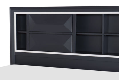 Homelegance Queen Bed Rosemont Midnight Blue with Storage and Bookcase Headboard 1553-1
