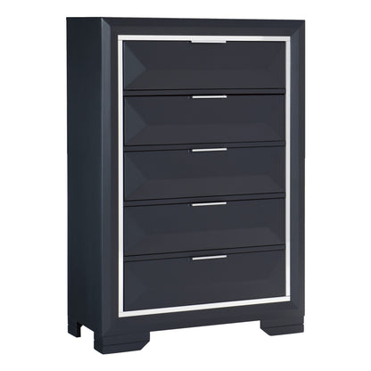 Homelegance Chest Midnight Blue Rosemont Finish with Chrome Accents 1553-9