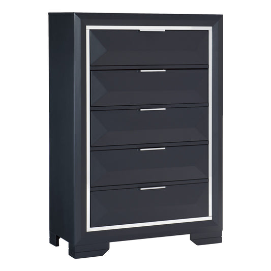 Homelegance Chest Midnight Blue Rosemont Finish with Chrome Accents 1553-9