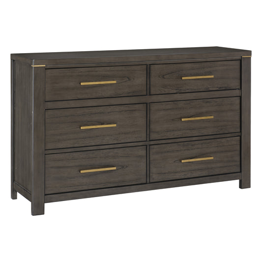 Homelegance Dresser Scarlett Brownish Gray Finish with Gold Accents 1555-5