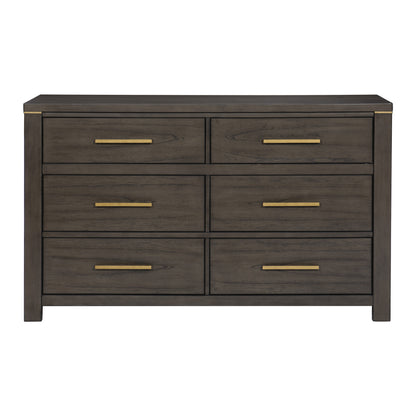 Homelegance Dresser Scarlett Brownish Gray Finish with Gold Accents 1555-5