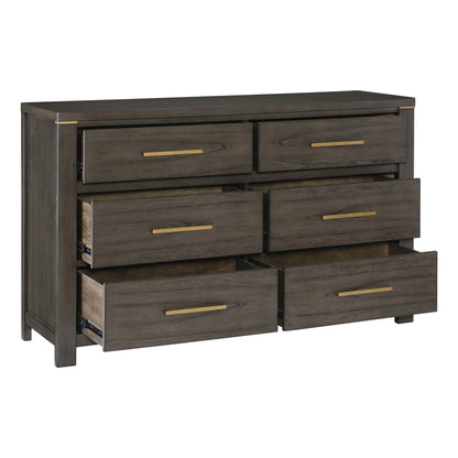 Homelegance Dresser Scarlett Brownish Gray Finish with Gold Accents 1555-5