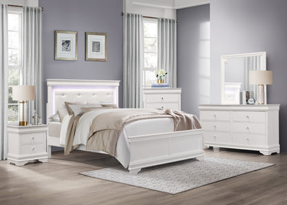 Homelegance Dresser Lana White Finish with Crystal Knobs and Alligator Texture 1556W-5