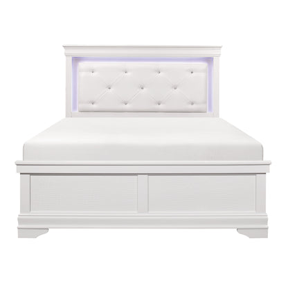 Homelegance Queen Bed Lana White Finish with LED Backlighting 1556W-1