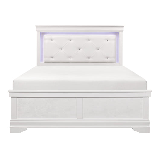 Homelegance Queen Bed Lana White Finish with LED Backlighting 1556W-1