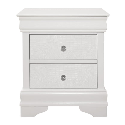 Homelegance Nightstand Lana White Finish with Crystal Knobs 1556W-4