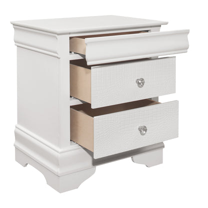 Homelegance Nightstand Lana White Finish with Crystal Knobs 1556W-4