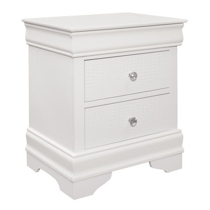 Homelegance Nightstand Lana White Finish with Crystal Knobs 1556W-4