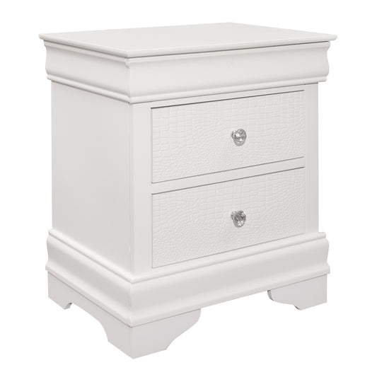 Homelegance Nightstand Lana White Finish with Crystal Knobs 1556W-4