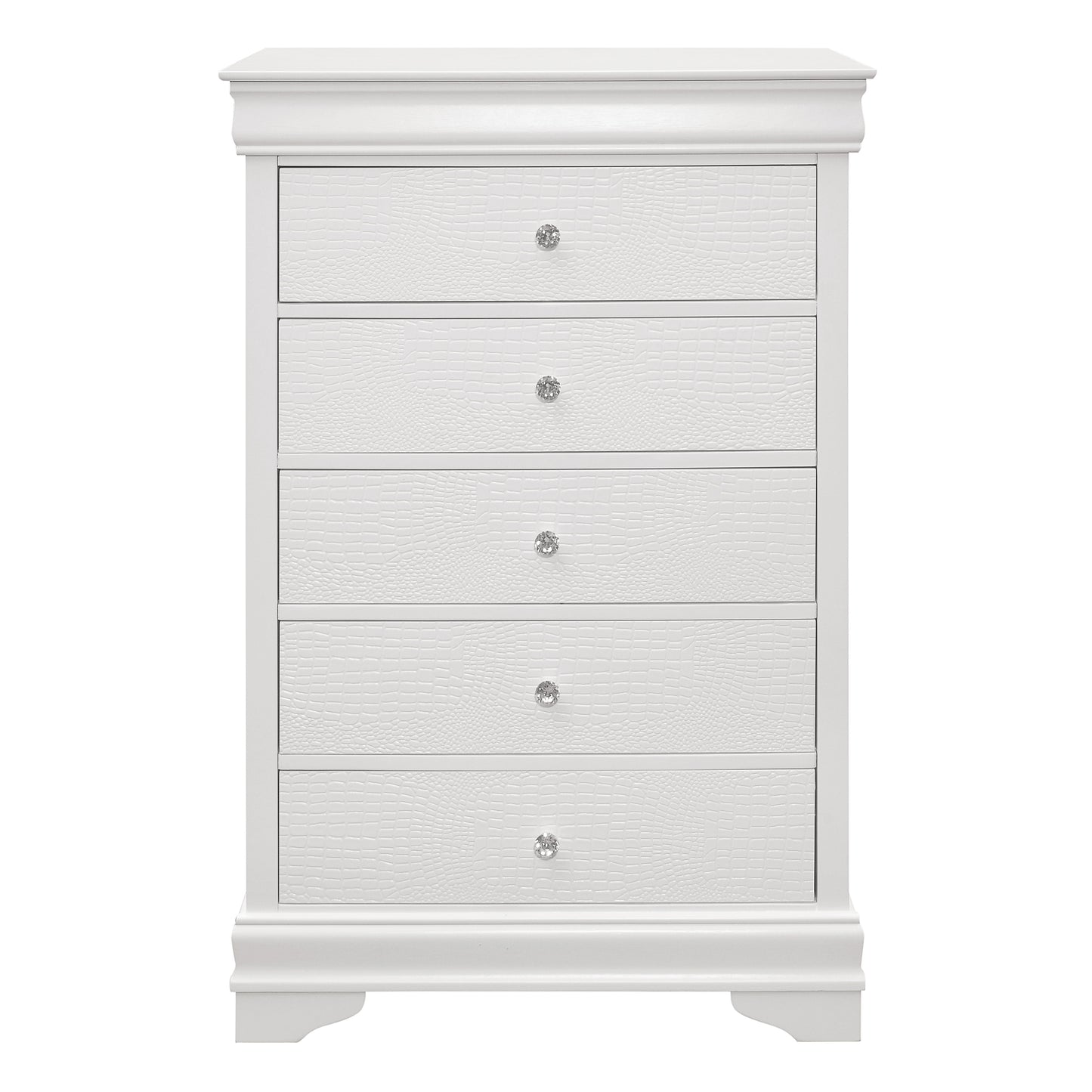 Homelegance Chest Lana White Finish with Crystal Knobs and Hidden Drawer 1556W-9