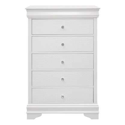 Homelegance Chest Lana White Finish with Crystal Knobs and Hidden Drawer 1556W-9