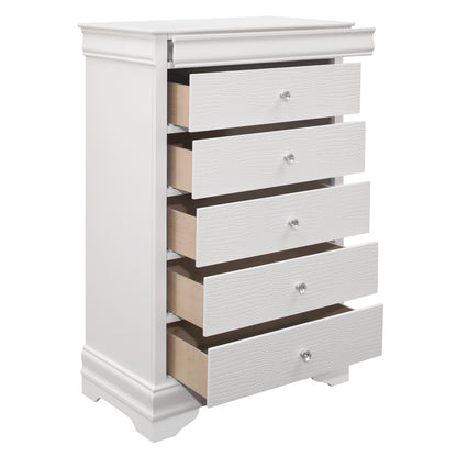 Homelegance Chest Lana White Finish with Crystal Knobs and Hidden Drawer 1556W-9