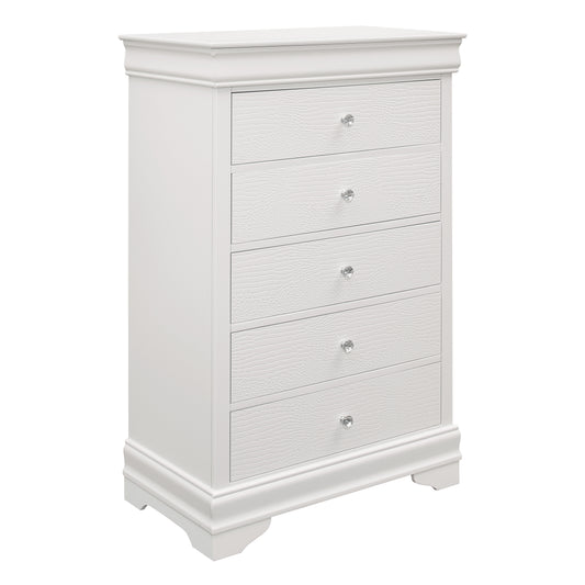 Homelegance Chest Lana White Finish with Crystal Knobs and Hidden Drawer 1556W-9