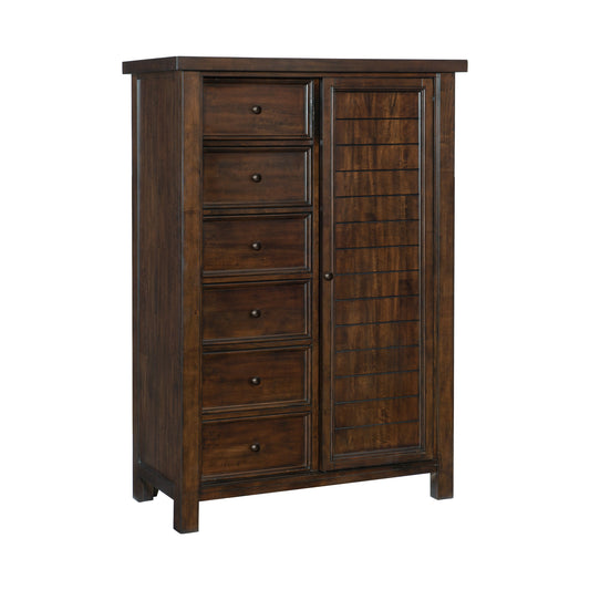 Homelegance Chest Logandale Brown Finish with Sliding Door and Drawers 1559-10