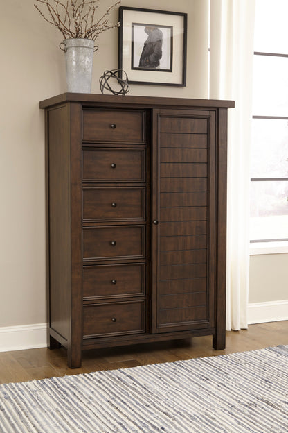 Homelegance Chest Logandale Brown Finish with Sliding Door and Drawers 1559-10