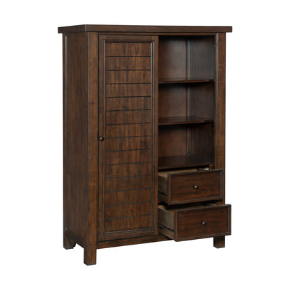 Homelegance Chest Logandale Brown Finish with Sliding Door and Drawers 1559-10